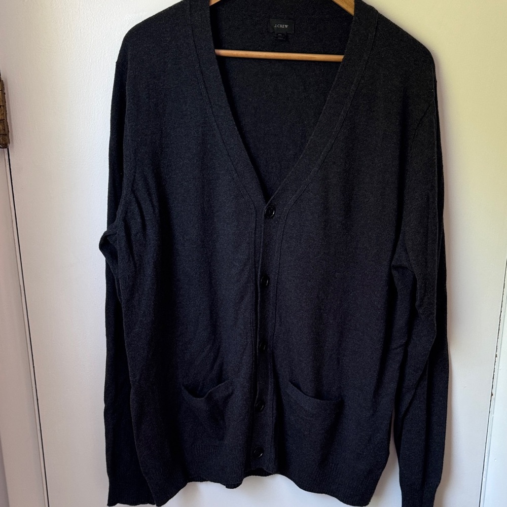 J. Crew Men's Dark Gray Cardigan Sweater